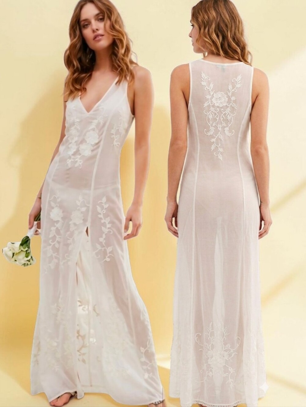 ASOS Sheer Embroidered Bridal Night Gown - Size 2